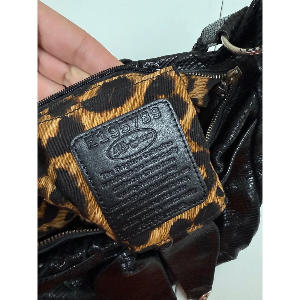 Brighton Black Leather Purse Bag Snake‎ Skin Cheetah Inside